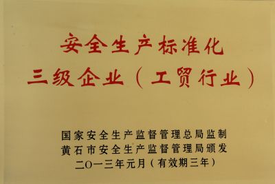 安全生產標準化證書